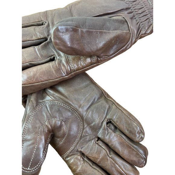 Vintage Kombi Gloves Brown Leather Beige MOD Retro Accessories - Picture 6 of 10